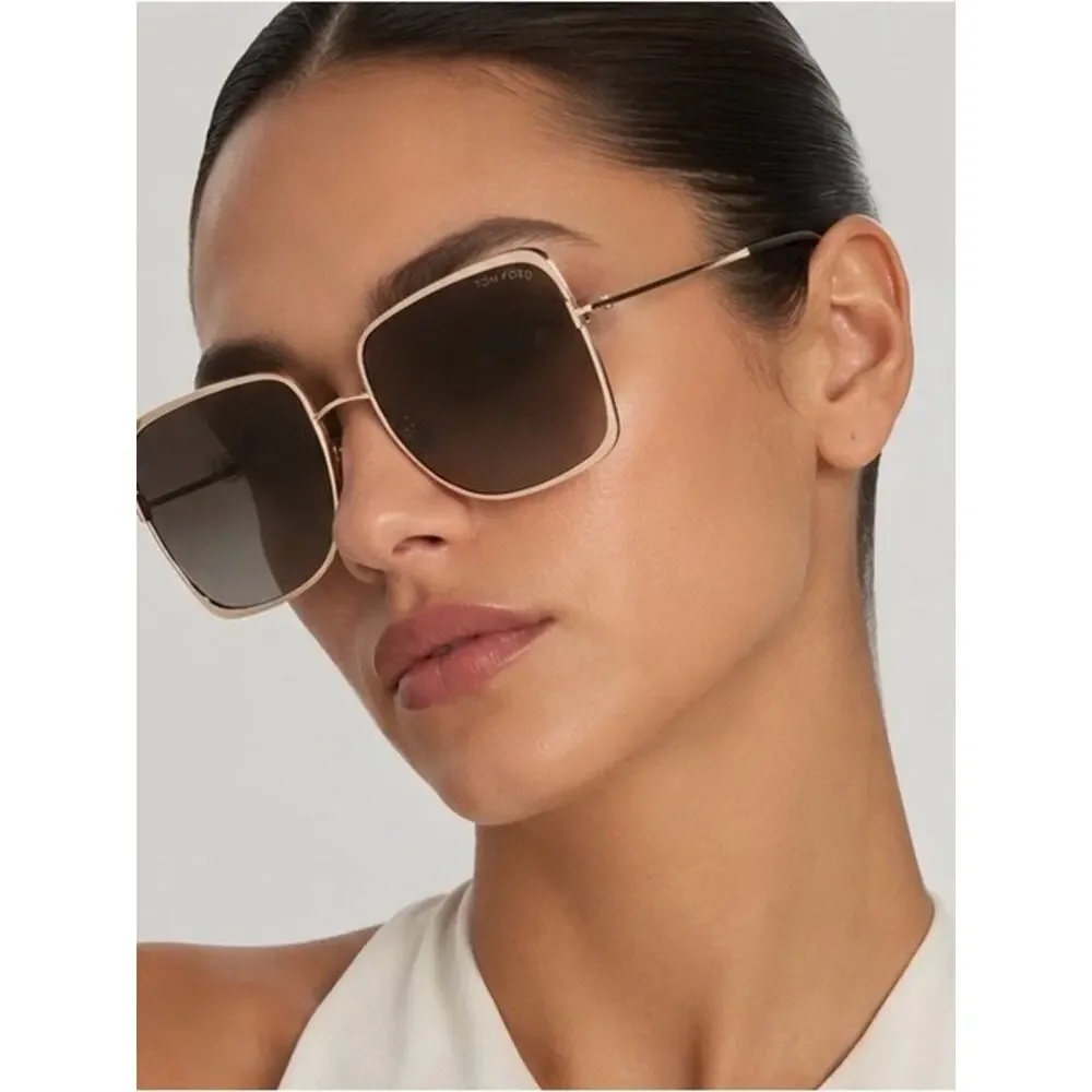 New Tom Ford Tara FT1319 28B Rose Gold Frame Sunglasses Grey Gradient Lenses
